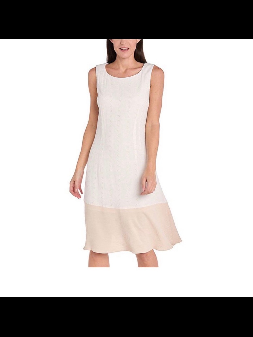 R & M Richards Sleeveless Two-Tone Chemise in Ivory and Blush